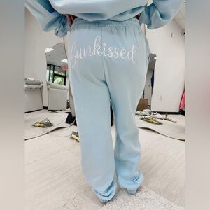 New powder blue embroidered sweatpants/joggers